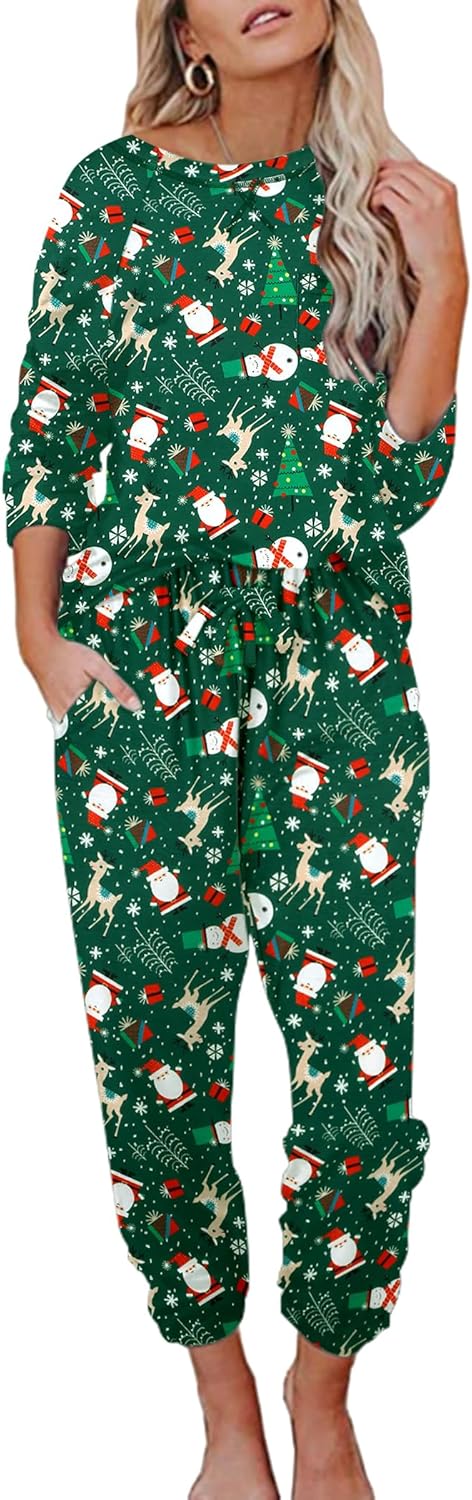 Ekouaer Womens Pajamas Set Long Sleeve Soft Lounge Joggers