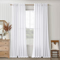 White Curtains 86 in Long 2 Panel Set - Semi Sheer Linen Privacy