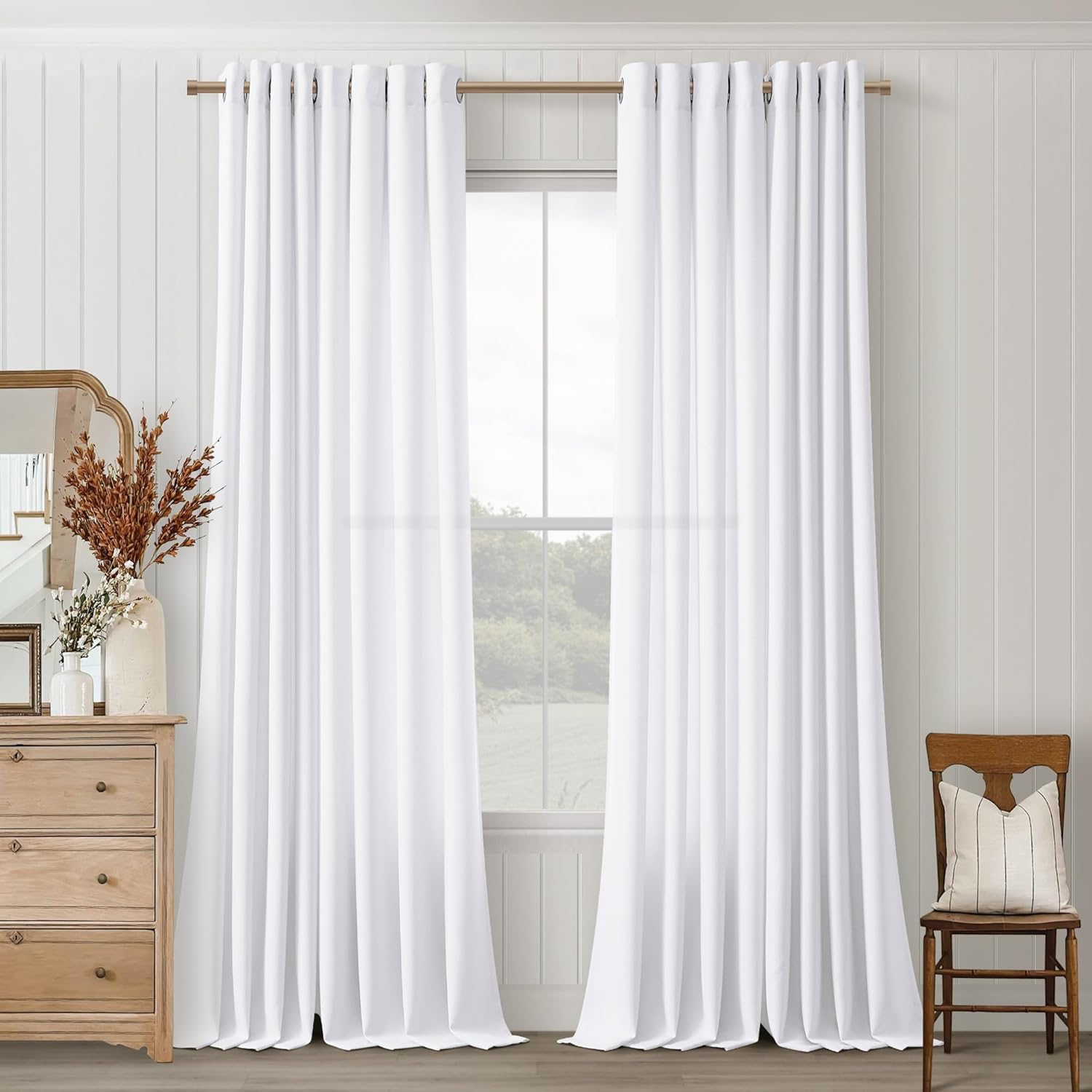 White Curtains 86 Inches Long for Living Room and Dining Spaces