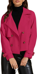 luvamia Cropped Trench Coat for Women - Casual Double Breasted Fall