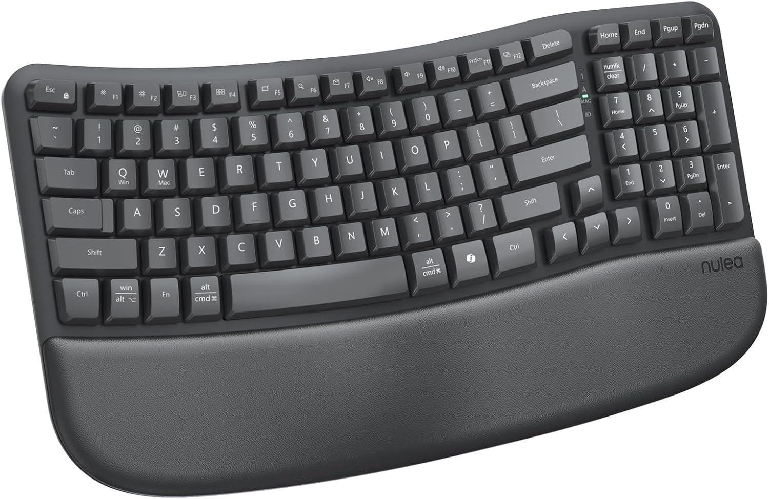 Nulea Ergo Keyboard: Cushioned Palm Rest, Cordless Comfort