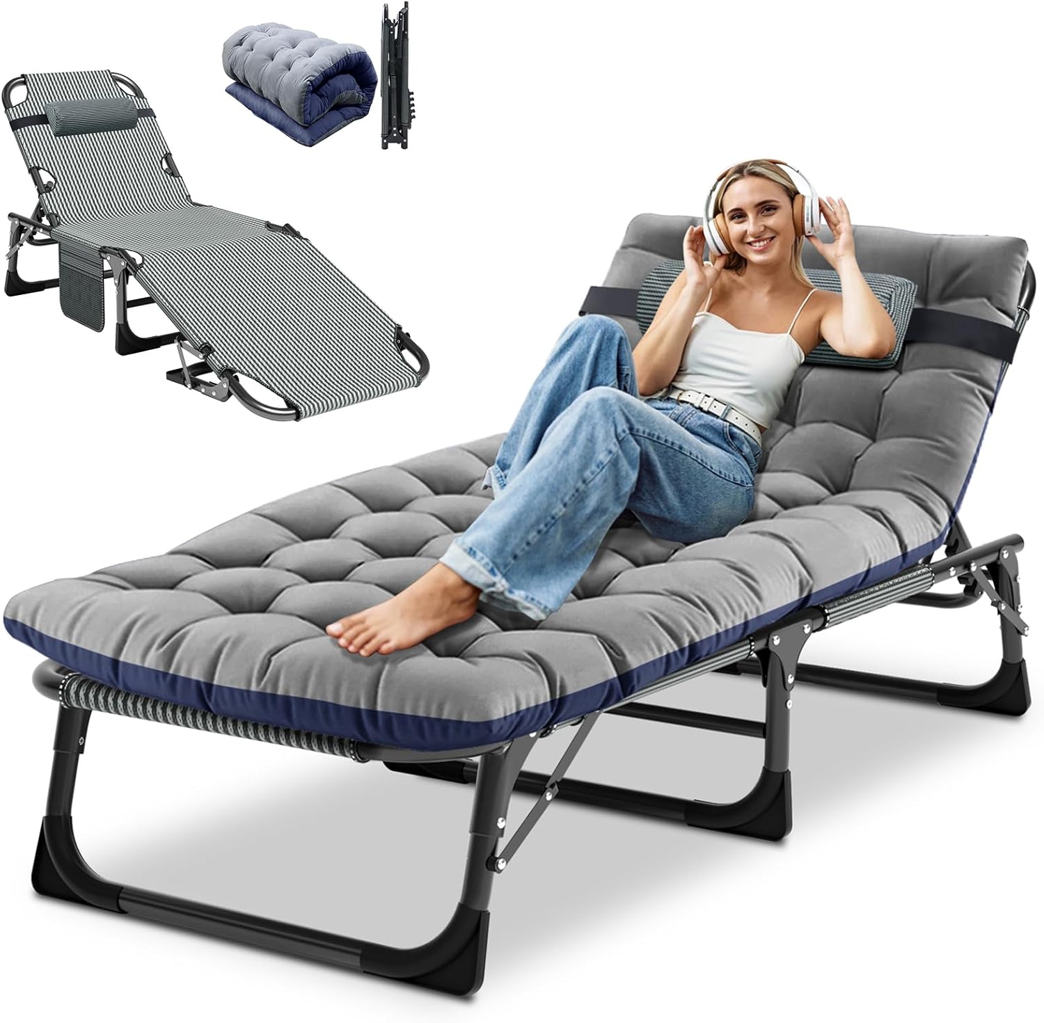 DoCred Heavy Duty Chaise Lounge Chair for Outdoor Relaxation