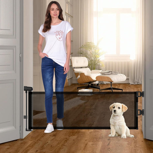 Short Dog Gate for Small Dogs - 59in Wide Mesh Pet Fence