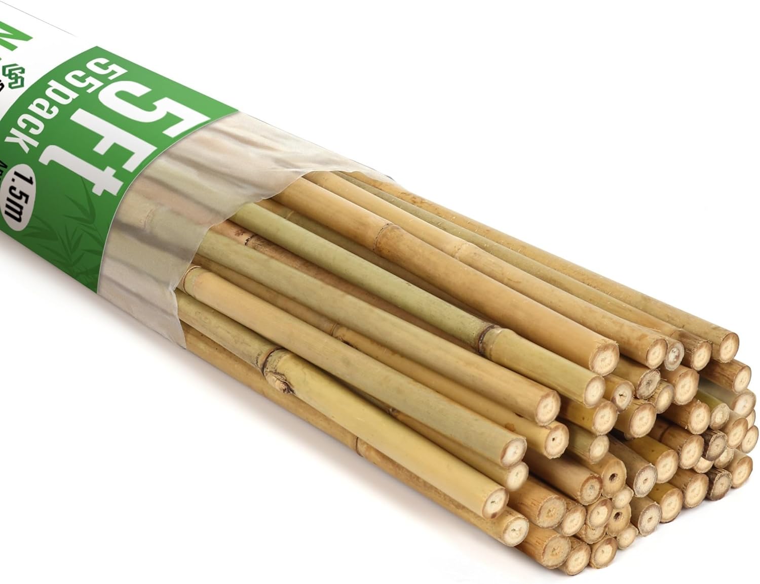 55 Pack Bamboo Stakes for Plant Support - 5 Feet Durable Sticks