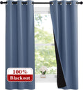 NICETOWN Stone Blue 100% Blackout Curtains 63 in - Thermal Insulated