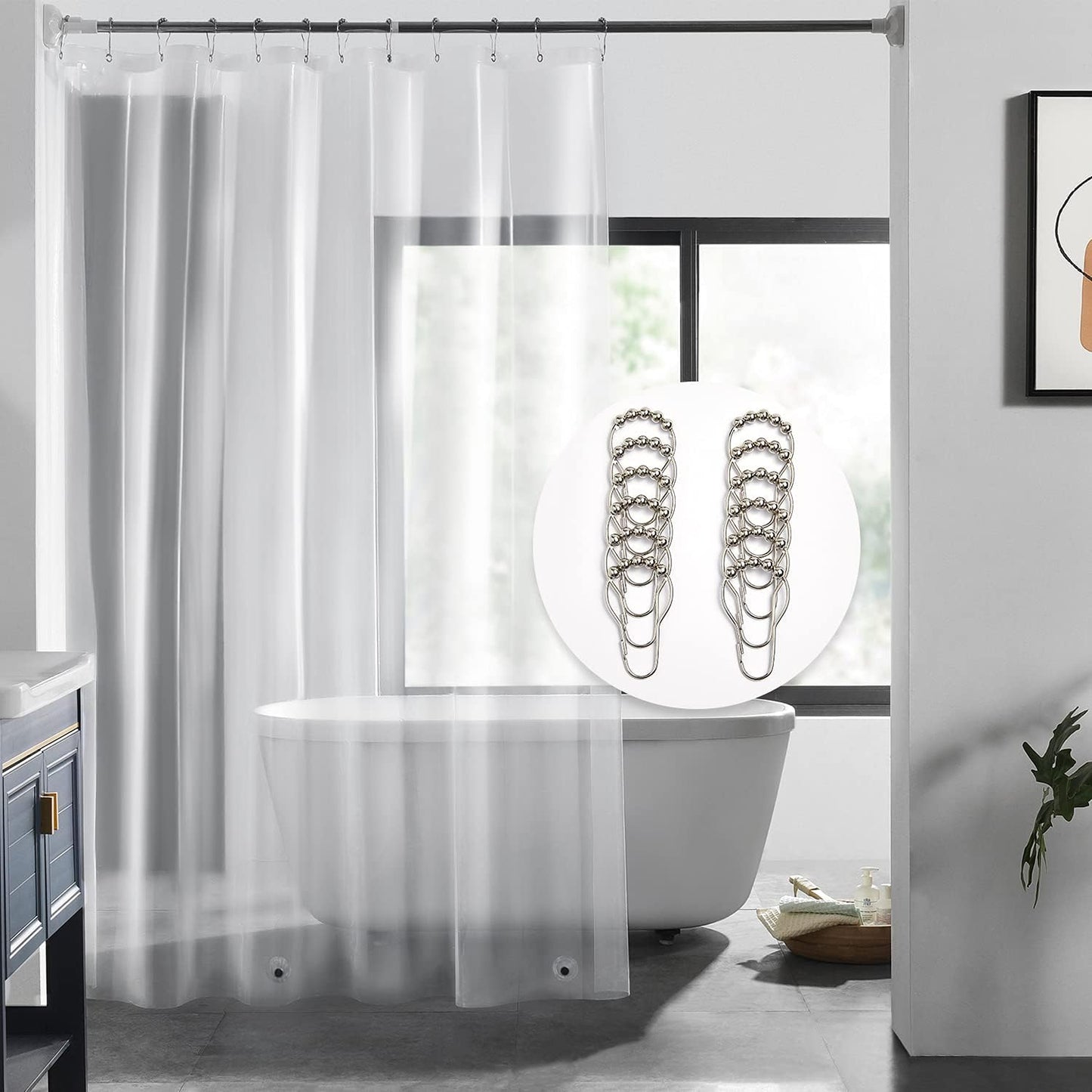 Waterproof 72x84 Clear Shower Liner with Magnets