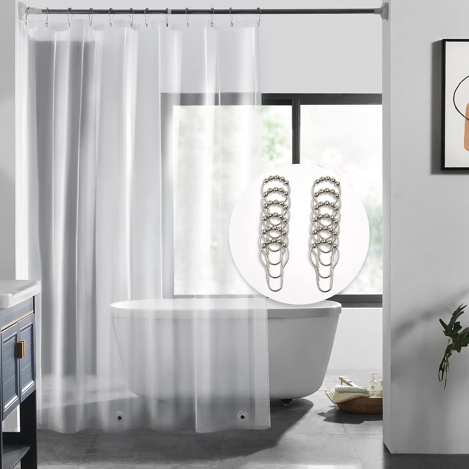 Waterproof 72x84 Clear Shower Liner with Magnets