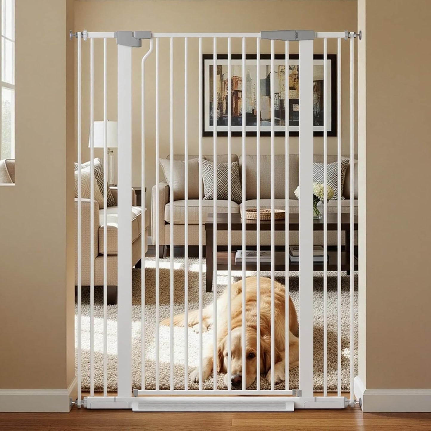 Extra Tall Cat Gate 51.18in - Adjustable Pet Safety Gate
