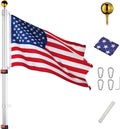 Yeshom 25ft Telescopic Aluminum Flag Pole Kit - Flies Two 3x5 Flags