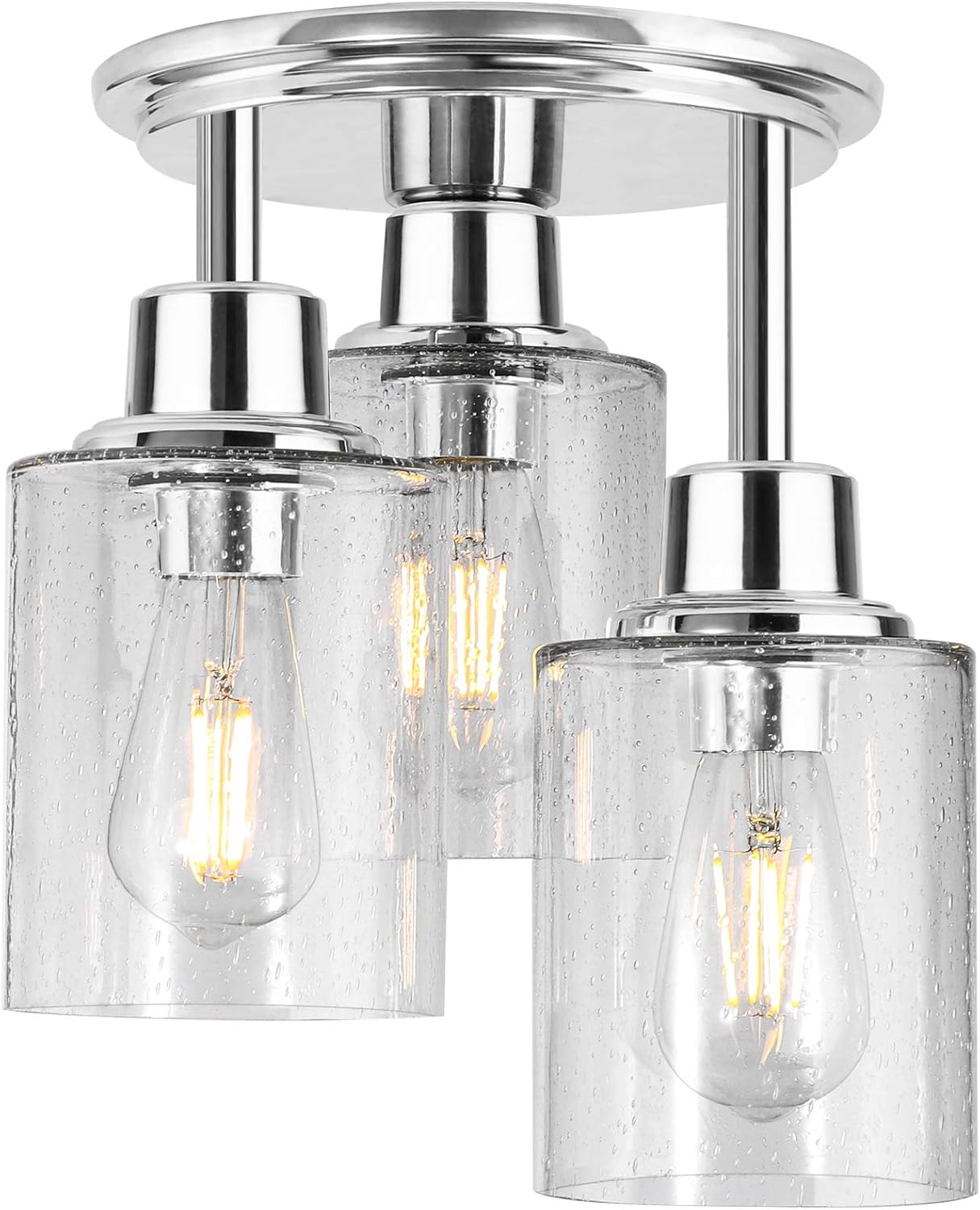 Semi Flush Mount Ceiling Light with Chrome Finish and Glass Shade