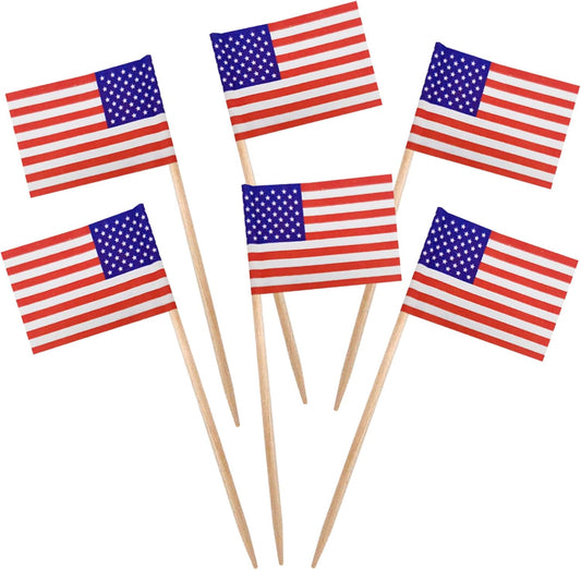 4 Inch American Flag Toothpicks - 100pcs