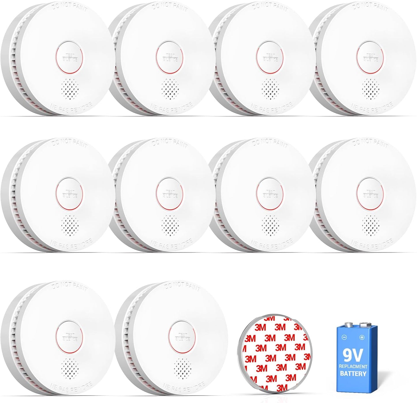 SITERWELL 10 Pack Smoke Detector with 10 Year Life and Safety
