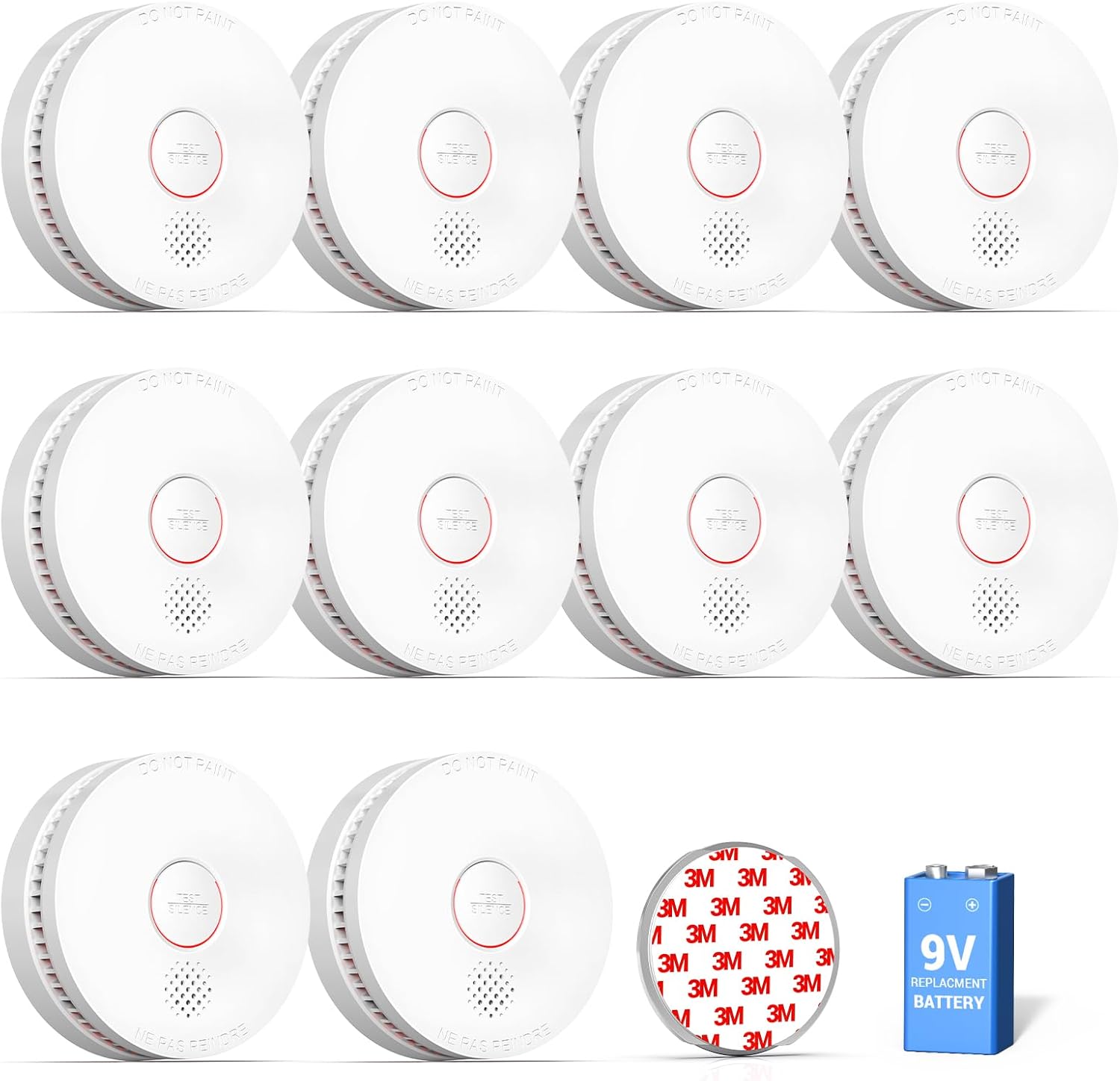 SITERWELL 10 Pack Smoke Detector with 10 Year Life and Safety