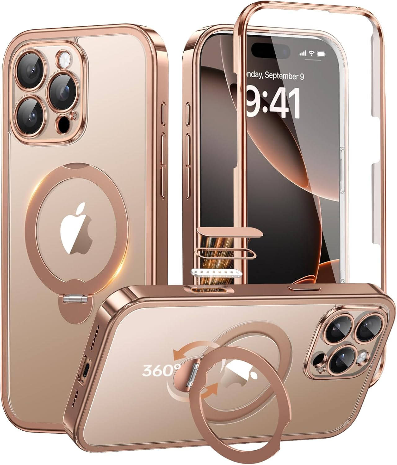 BERFY iPhone 16 Pro Max Case with Built-in Screen Protector
