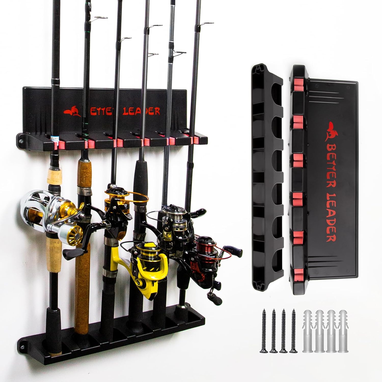 BETTER LEADER Vertical Rod Holder: Organize 12 Rods!