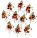 Ling's Moment 10pcs Groomsmen Boutonniere for Wedding Decor
