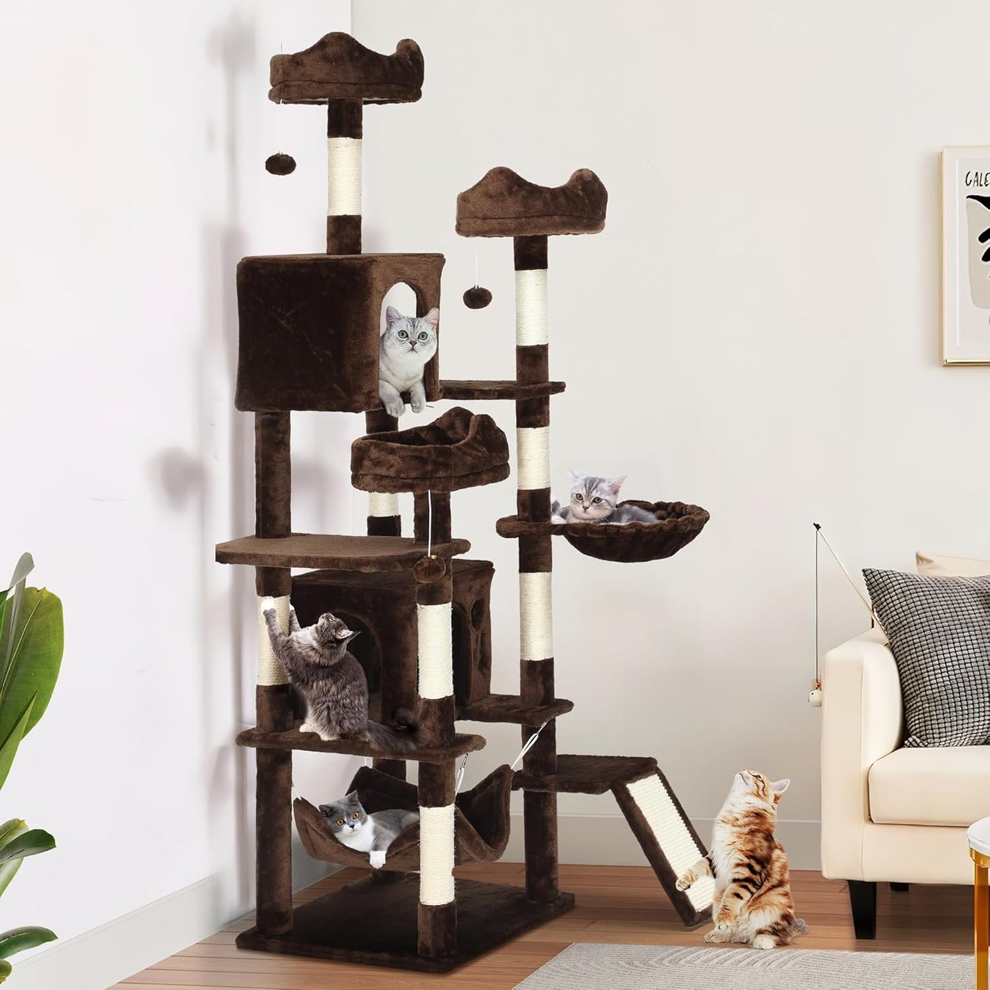 YITAHOME Tall Cat Tree for Indoor Cats - 75 inch Multi-Level Fun