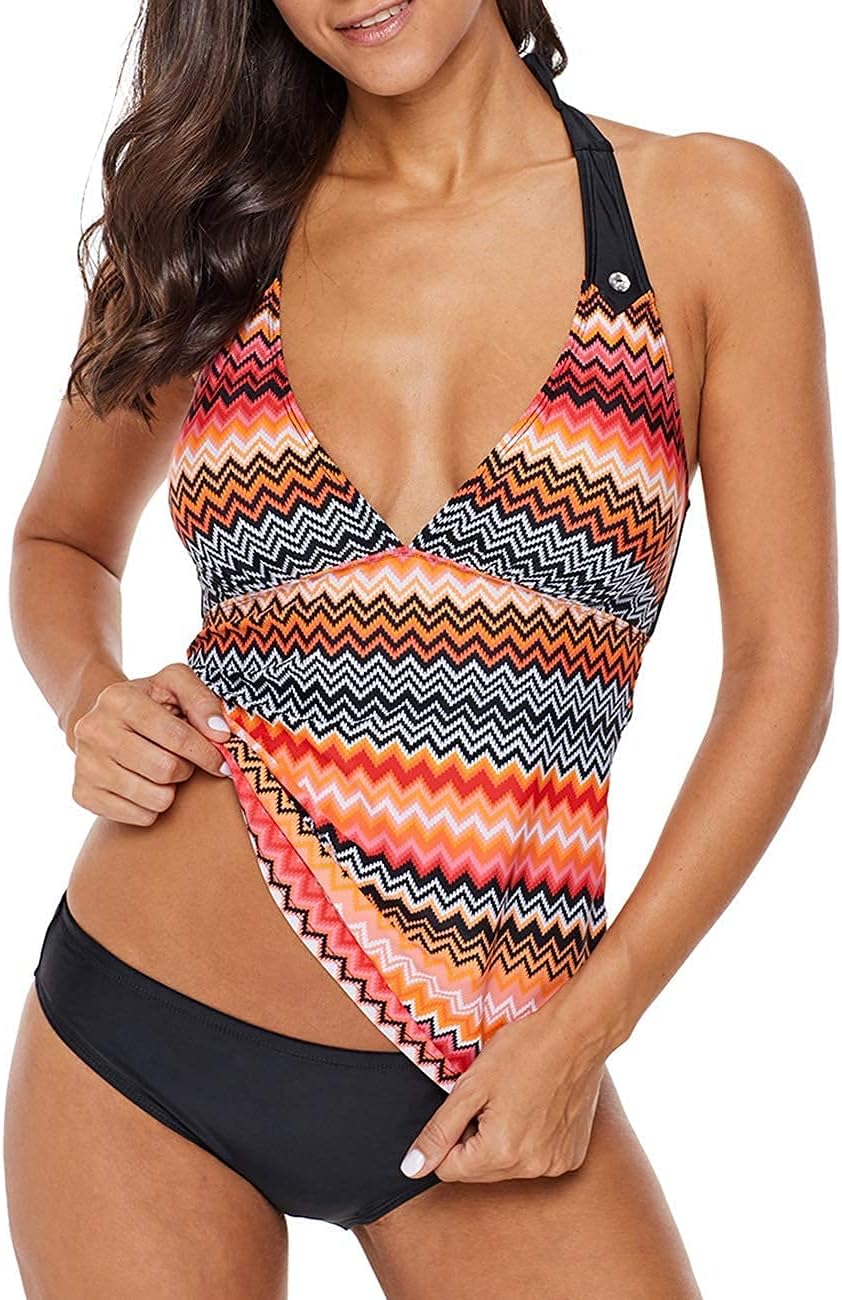SEBOWEL Women Floral Print V Neck Swim Top for Stylish Swimwear