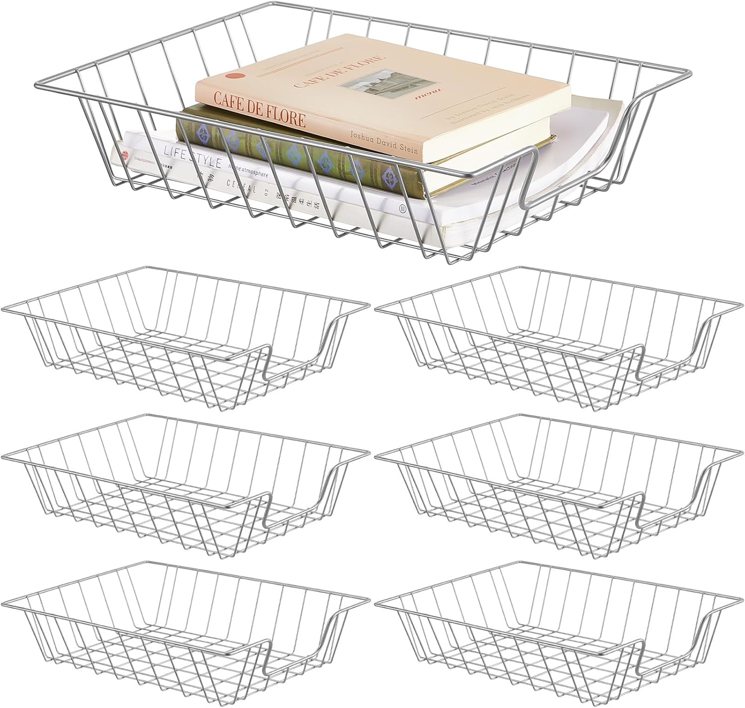 Yeaqee 6 Pcs Letter Tray Wire Paper Trays for Desk Organization