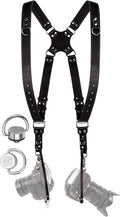 Leather Dual Camera Harness for Two Cameras - Crossbody X Design
