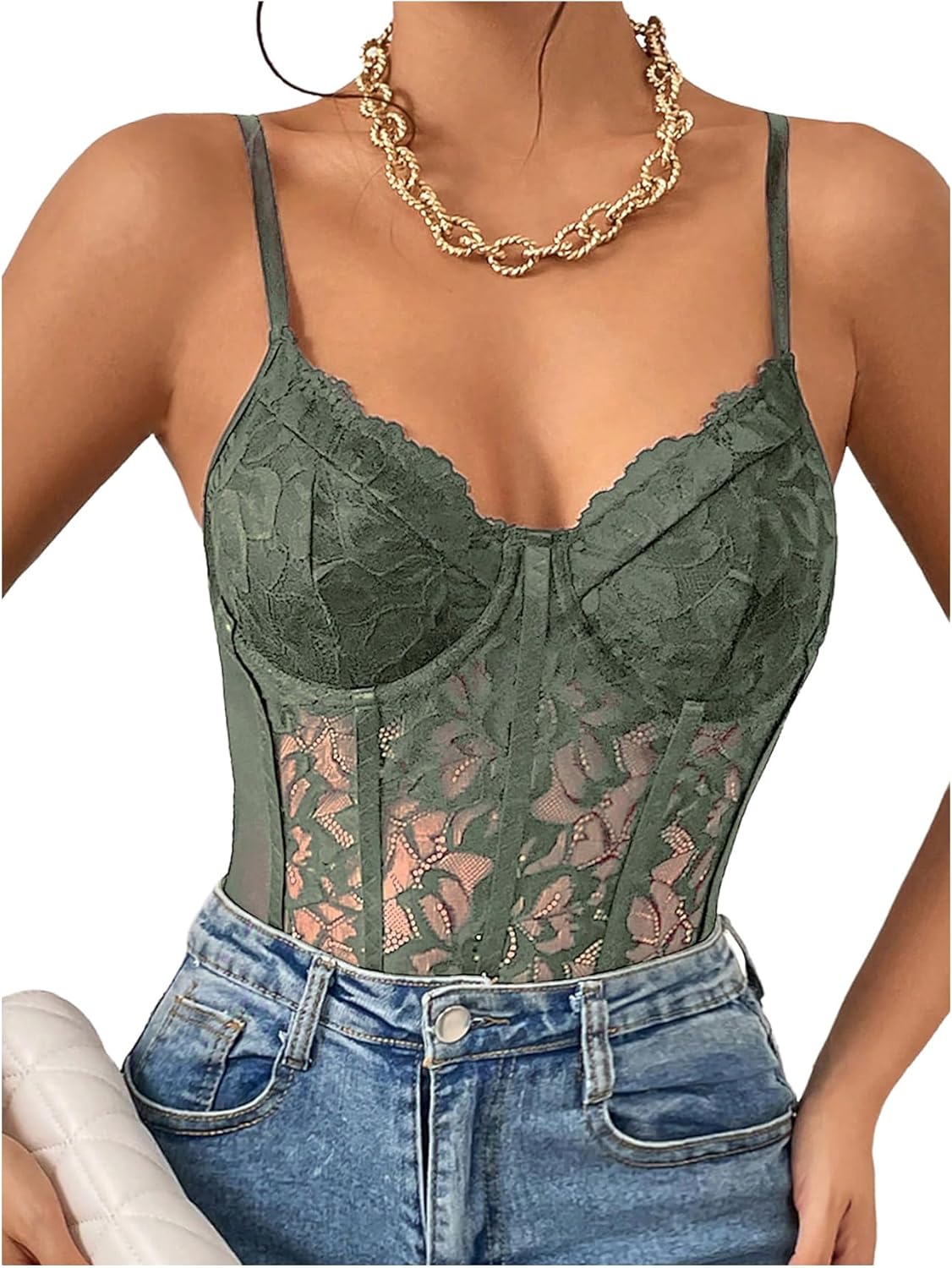 COZYEASE Women's Lace Bustier Cami Bodysuit for Every Occasion