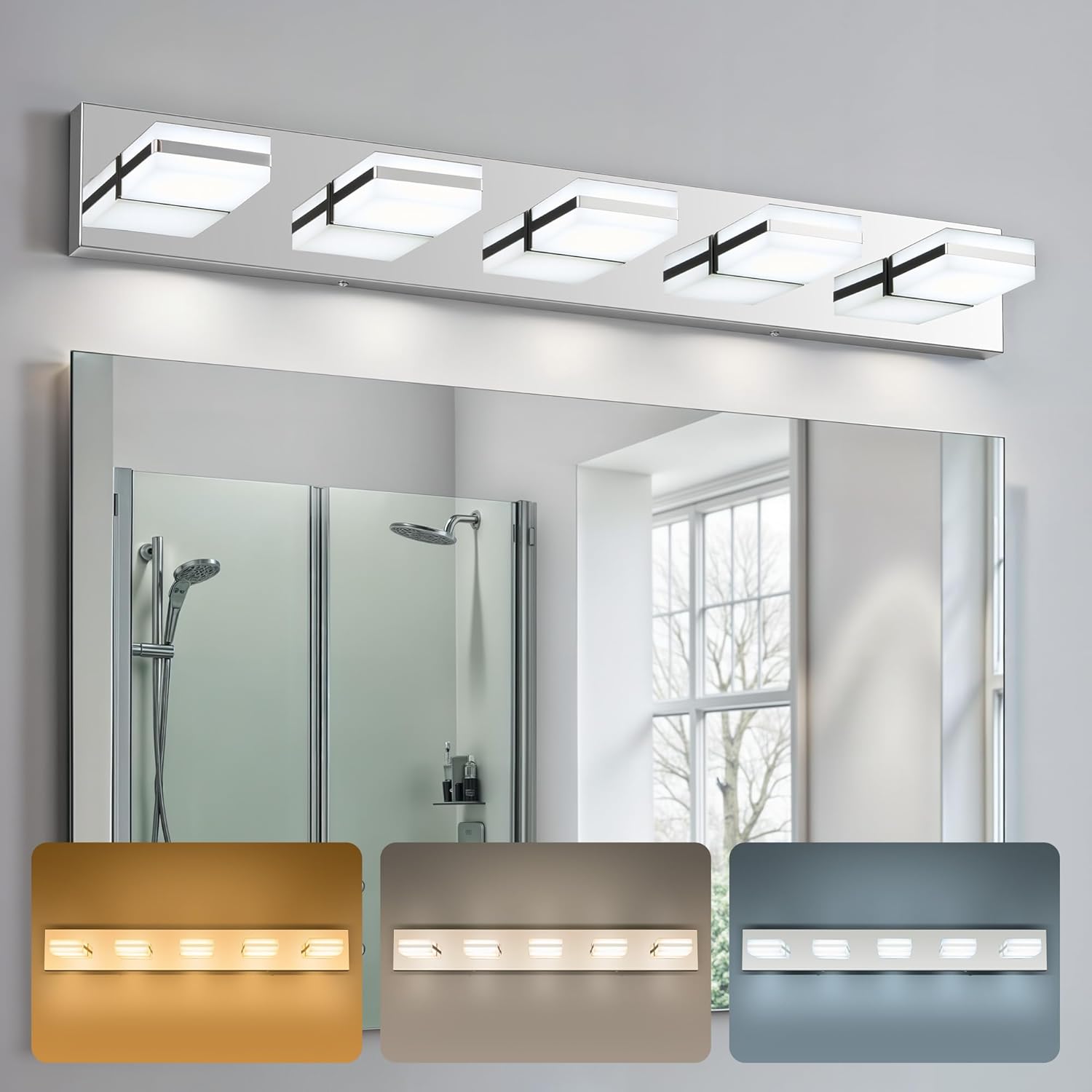 VONLUCE 5-Light Modern LED Bathroom Vanity Light Fixture