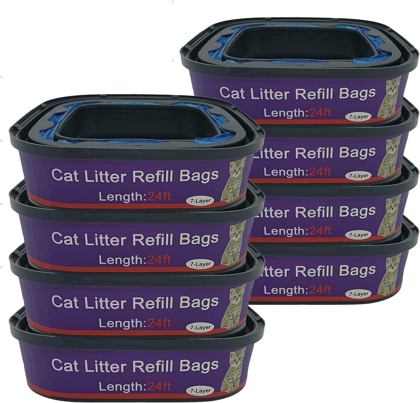 8 Pack Cat Litter Refill Bags for Genie Cat Litter Pails