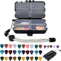 Aestivate Guitar Pick Holder with 35 Picks - Portable 9-Grid Case