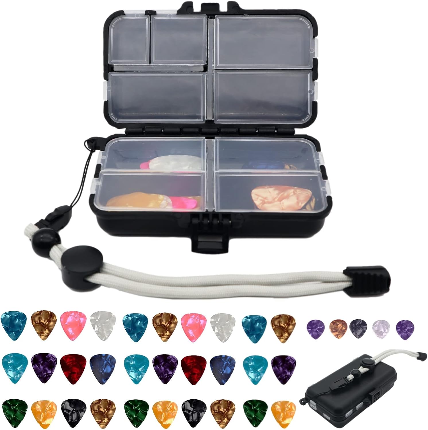 Portable Guitar Pick Holder with 35 Picks - Stay Organized On-the-Go!