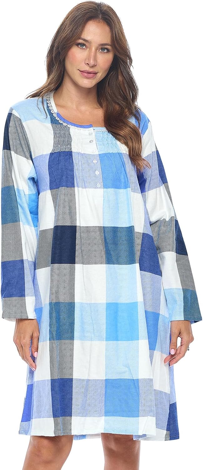 Casual Nights Women's Flannel Floral Long Sleeve Nightgown Review