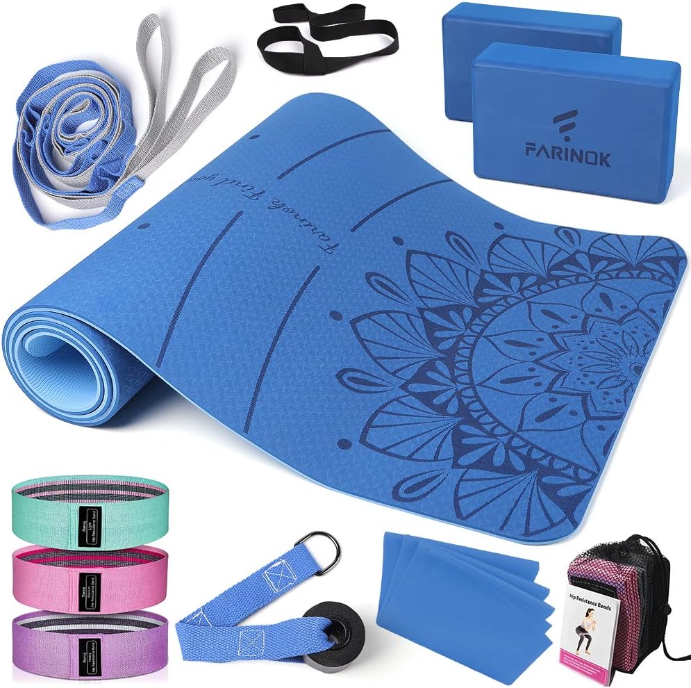 FARINOK Yoga Kit: Thick Mat & Full Set for Beginners