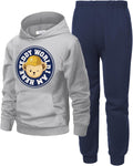 2 Piece Boys Pullover Hoodies Tracksuit Set - Soft Lightweight Kids