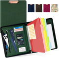 Green Clipboard 3-Ring Leather Portfolio with Zipper - Organized