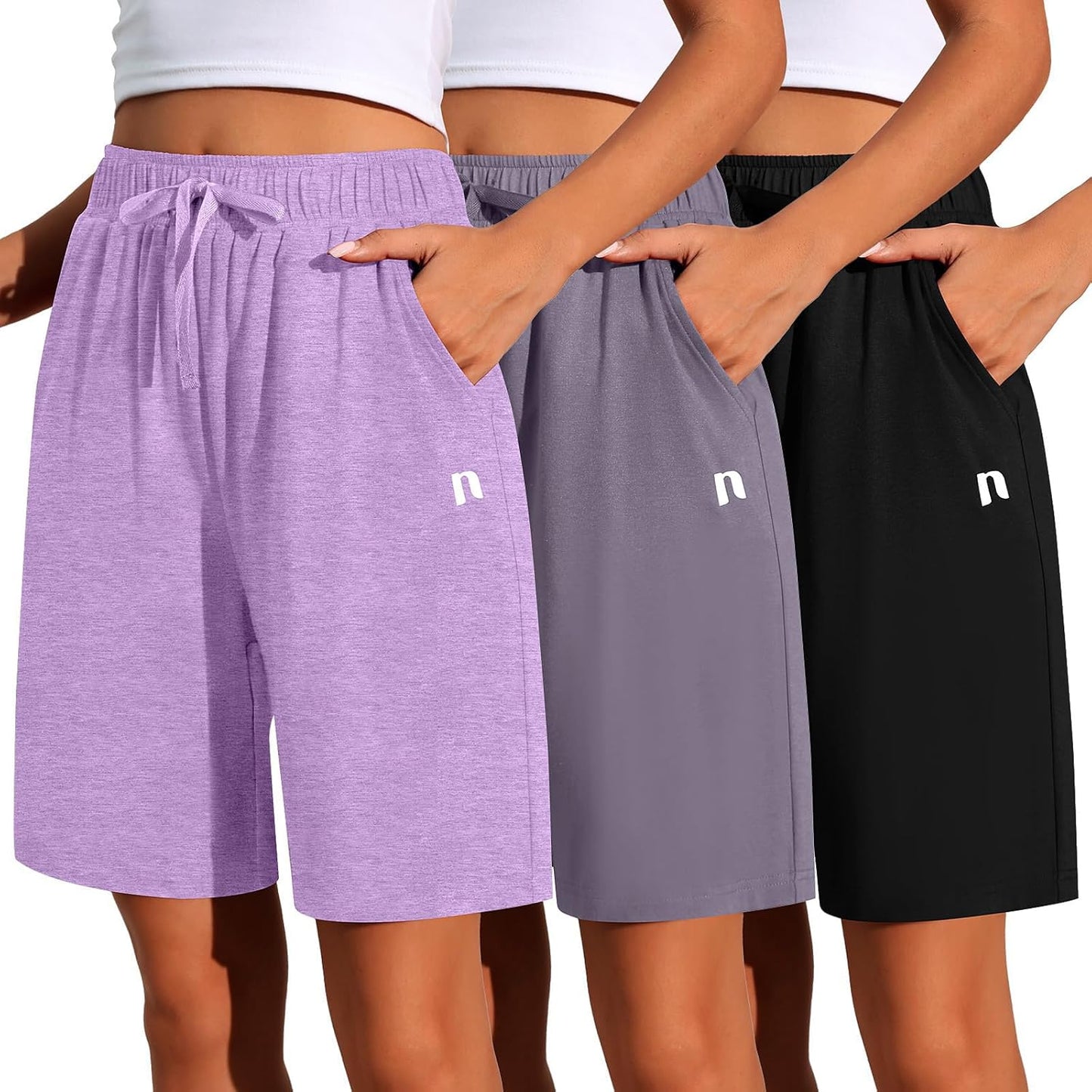 Neer Women's Quick Dry High Waisted Bermuda Athletic Shorts