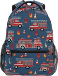 Fire Trucks Backpacks for 3rd 4th 5th Grade - Durable School Laptop