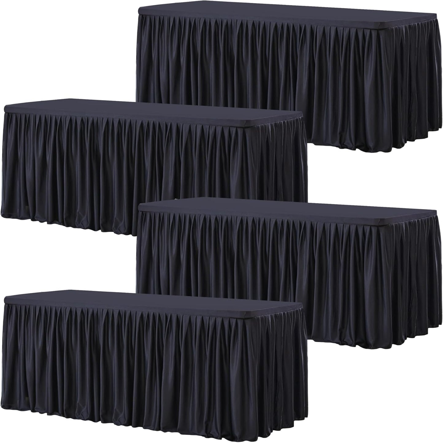 4 Pack Black Rectangle Tablecloths for 6 Foot Tables Events