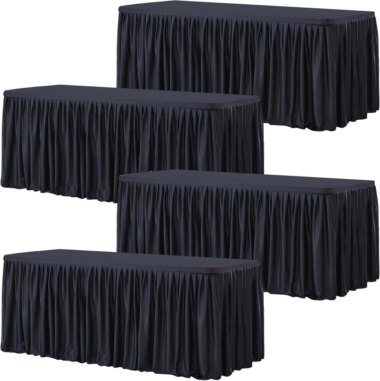 4 Pack Black Rectangle Tablecloths for 6 Foot Tables Events