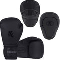 Kruzak Matte Black Boxing Gloves and Pads Set - Durable Training Kit