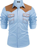Men's Western Cowboy Shirt Embroidered Slim Fit - Retro Workwear