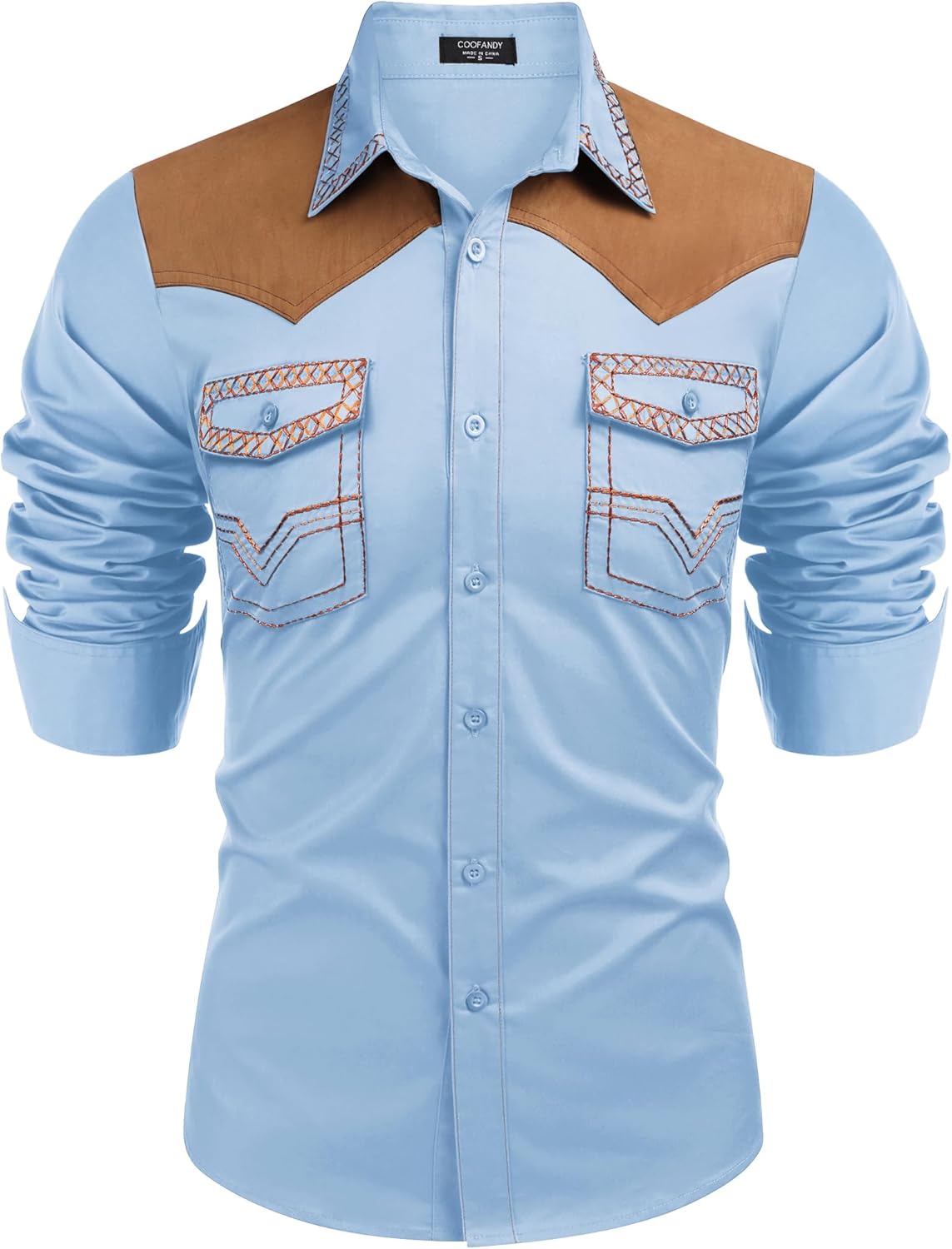 Stylish COOFANDY Men's Western Cowboy Shirt for Casual Wear