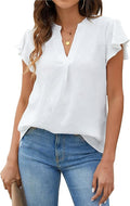 Blooming Jelly White Ruffle Sleeve V Neck Blouse - Flowy Summer Top