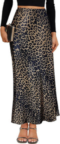 VividMosaic Satin High Waisted Maxi Skirt 2025 - Flattering A-Line Fit