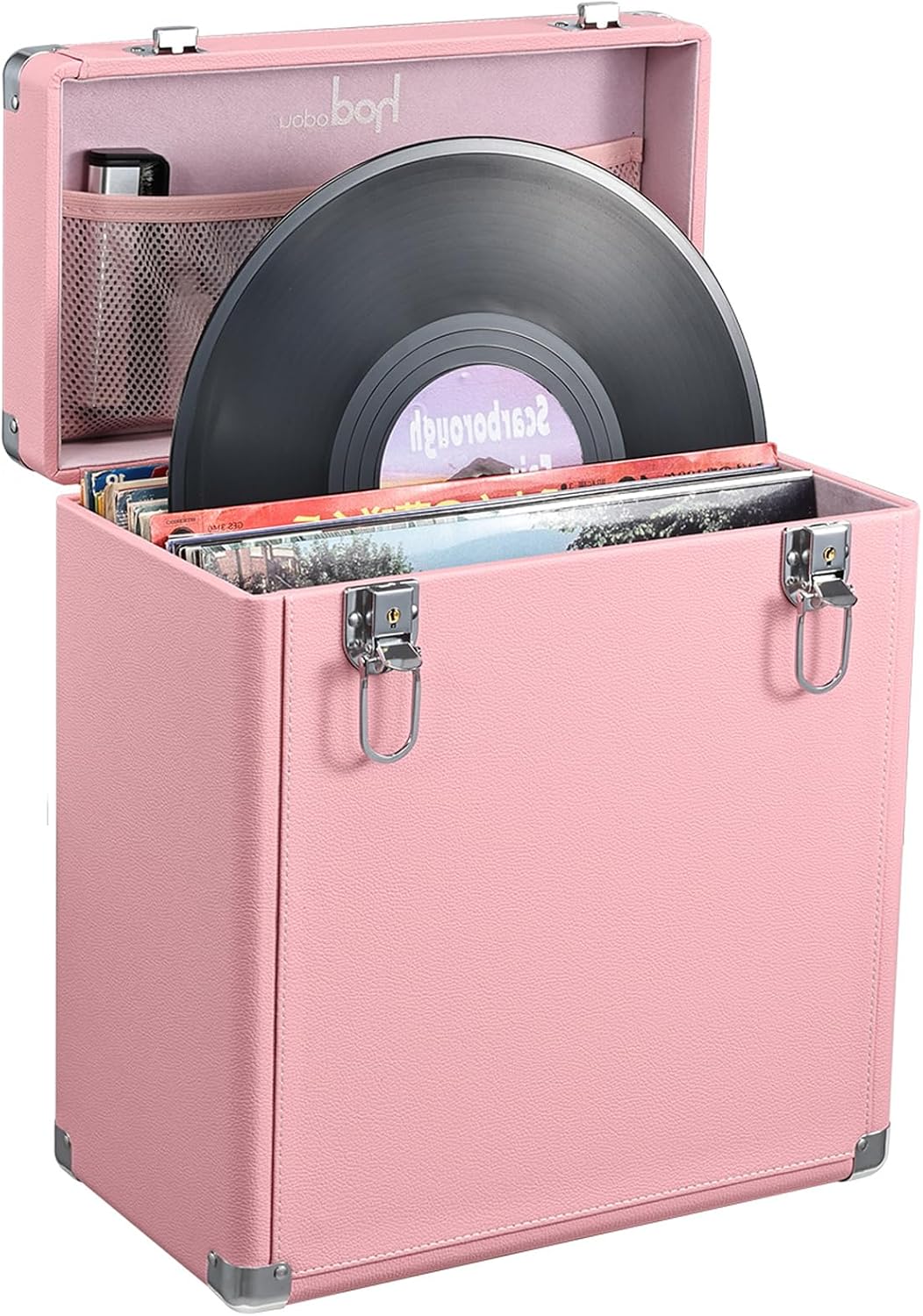 Hododou Vinyl Record Storage Box for 30+ Records in Pink