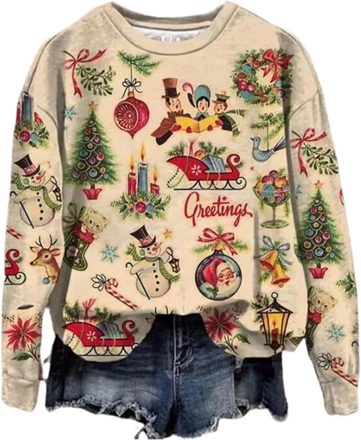 Cozy Off-Shoulder Xmas Sweatshirt by GREFLYING