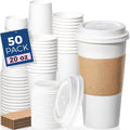 Fit Meal Prep 50 Pack 20 oz Disposable Coffee Cups with Lids