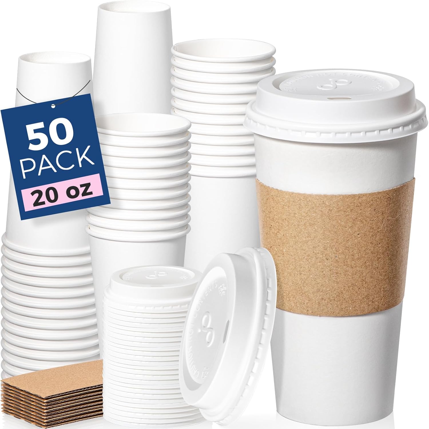 Durable 20 oz Disposable Coffee Cups with Lids for Any Occasion