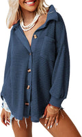Waffle Knit Shacket Jacket Womens Button Down - Casual Comfort