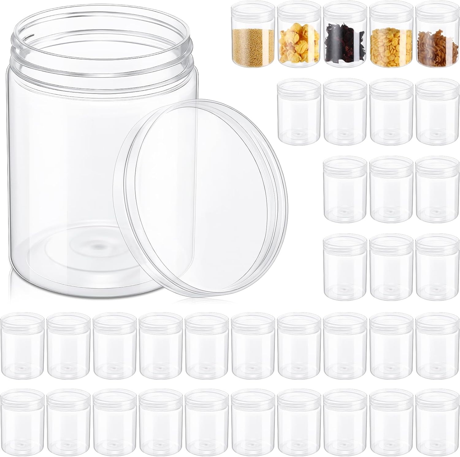 48 Pcs 8oz Plastic Mason Jars with Lids for Kitchen Storage