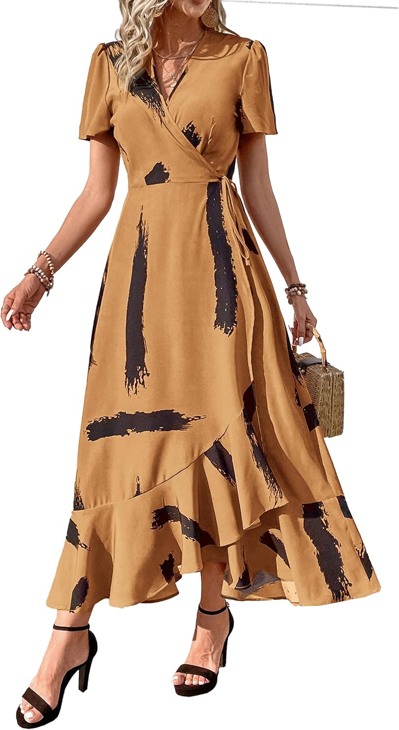Floral Maxi Dress for Women - Casual Wrap Beach Style