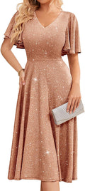 Bridesmay Women's Formal Cocktail Wedding Guest Dress - Sparkly
